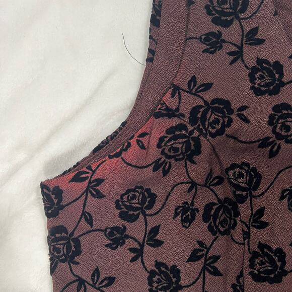 Vintage Studio C Maroon and Black Floral 2-Piece Dress and Jacket Set - Picture 15 of 16